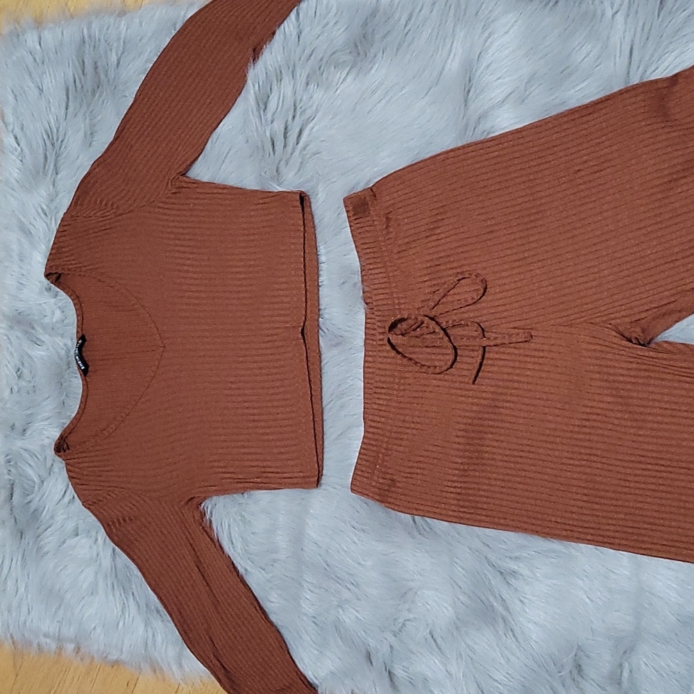 2 PC Long Sleeve crop top pant set